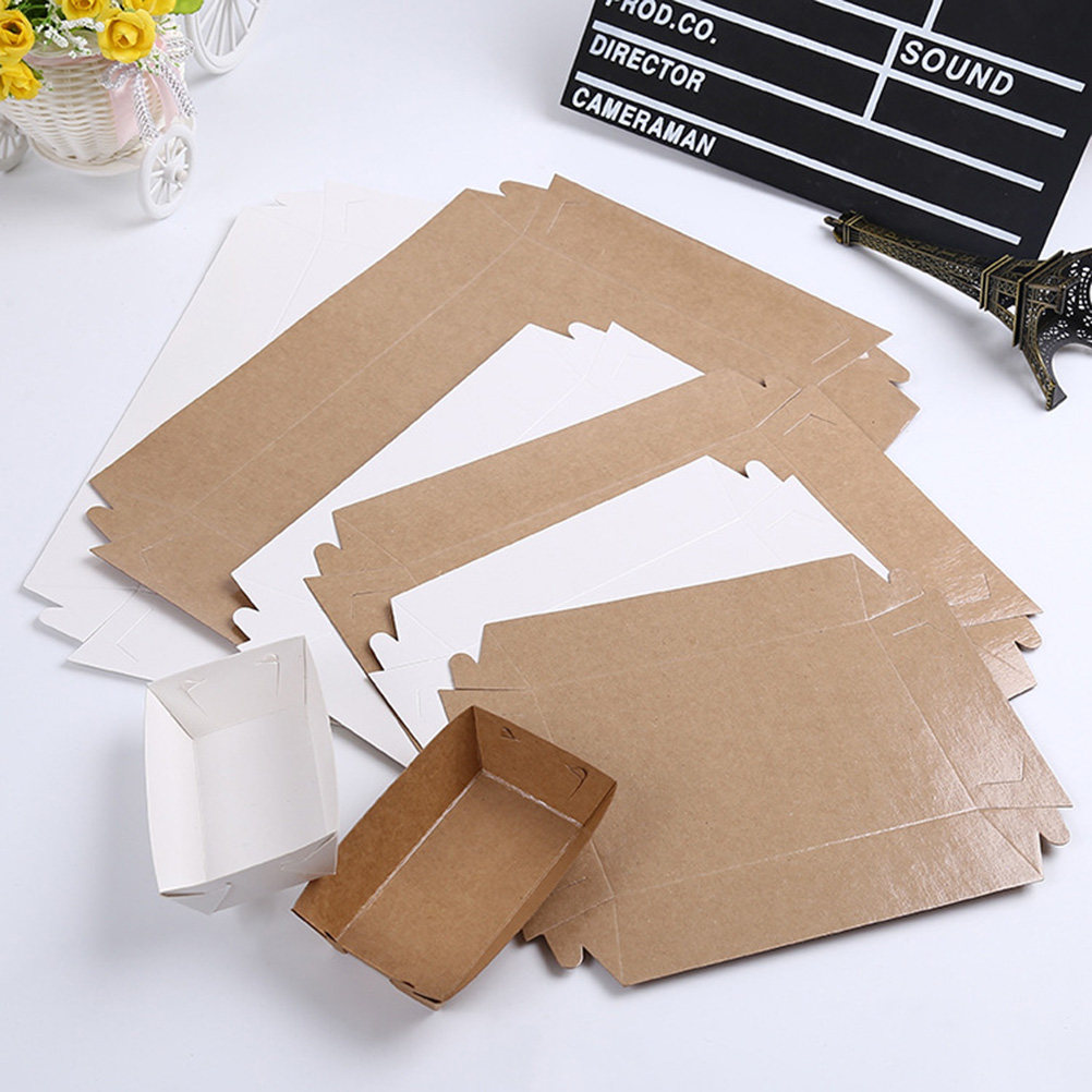 Kraft Paper Box - 30 Adet Tek Kullanımlık Tekne Şeklinde