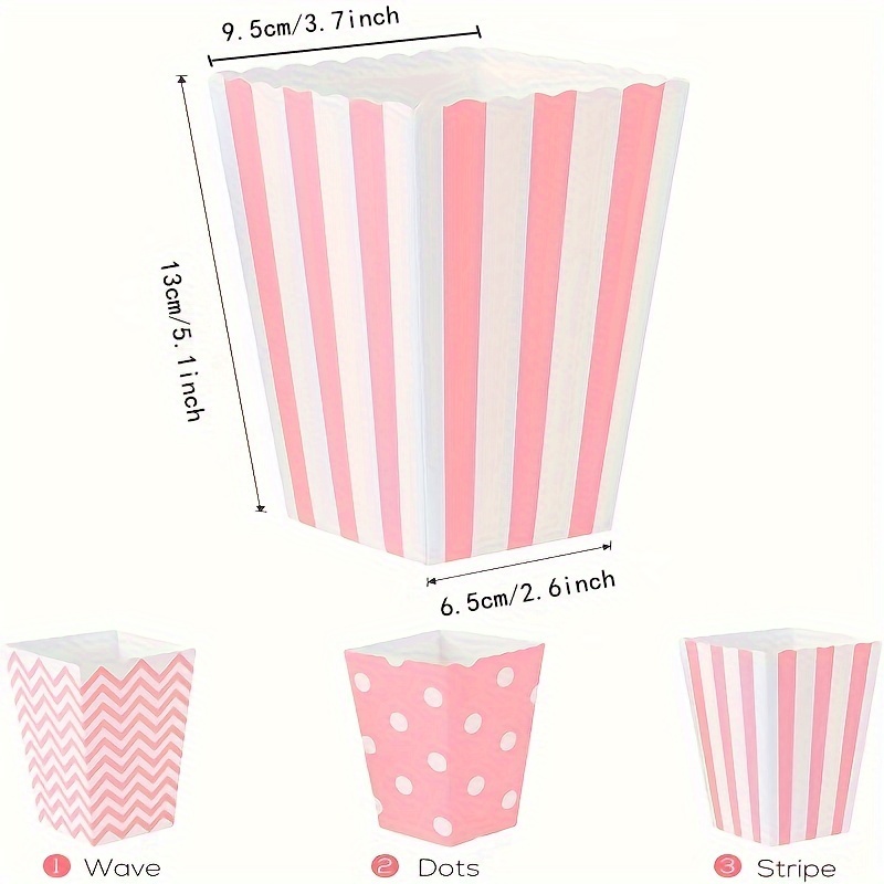 Kraft Paper Box - 12 adet/paket, Pembe Kağıt Patlamış Mısır