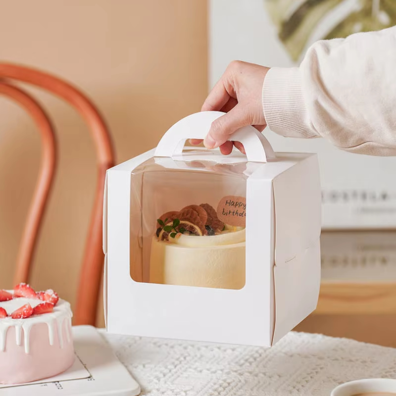 Kraft Paper Box - 4 inçlik pasta ambalaj kutusu, şekerleme
